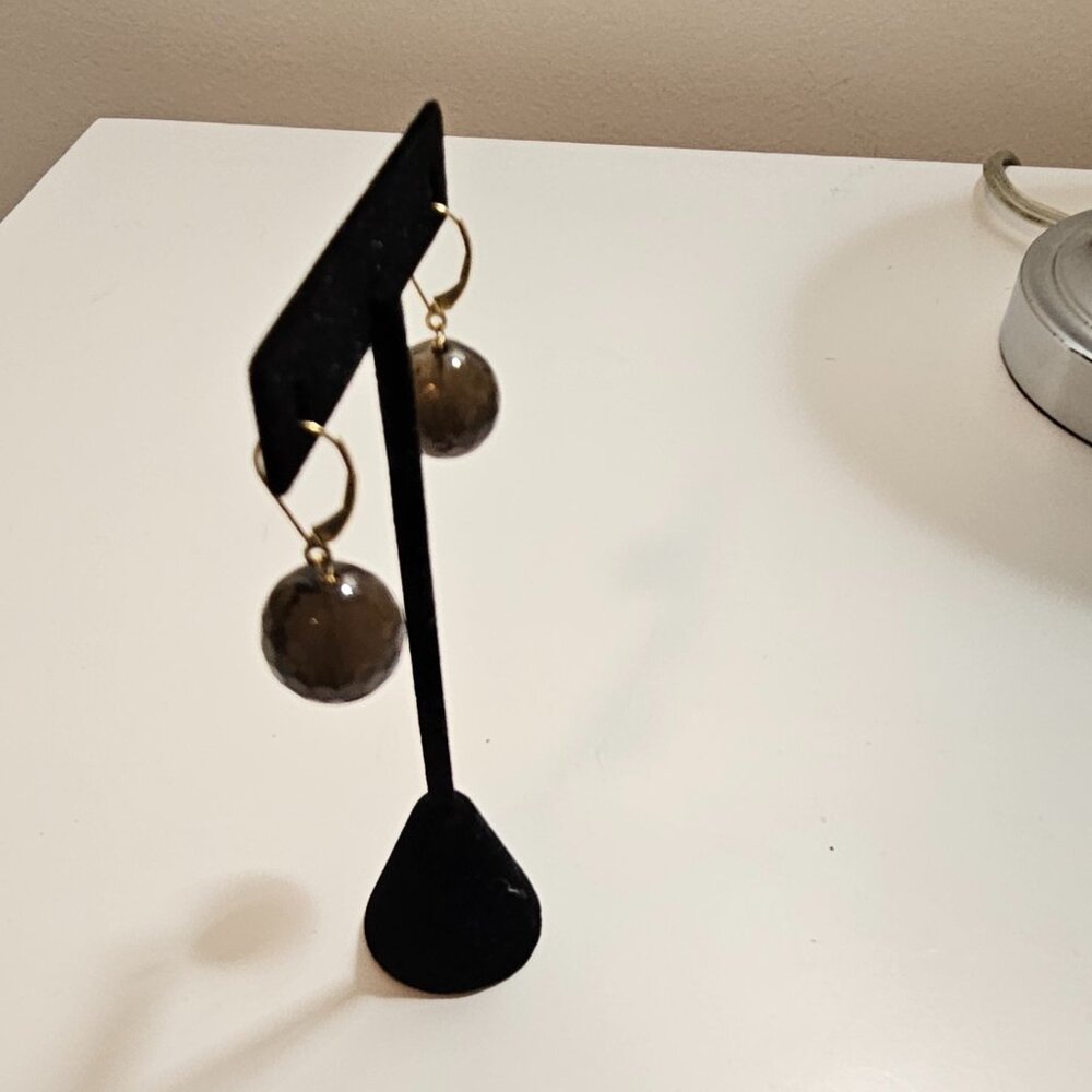 14k and Smoky Quartz earrings - Picture 3 of 5